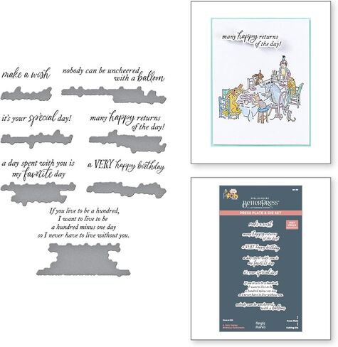 Spellbinders BP-319 A Very Happy Birthday Sentiments Press Plate & Die Set from The Say Cheese Classic Pooh Collection in Saudi Arabia