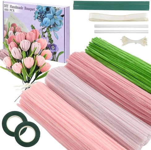 مجموعة أدوات تنظيف الأنابيب المصنوعة يدويًا من HARMNHLT، Limpia Pipas para Flores - باقة جذعية من قماش الشنيل الفخم مناسبة لديكور المنزل، والهدايا المصنوعة يدويًا، وتخفيف التوتر، والتأمل والأنشطة الحرفية العائلية in Kuwait