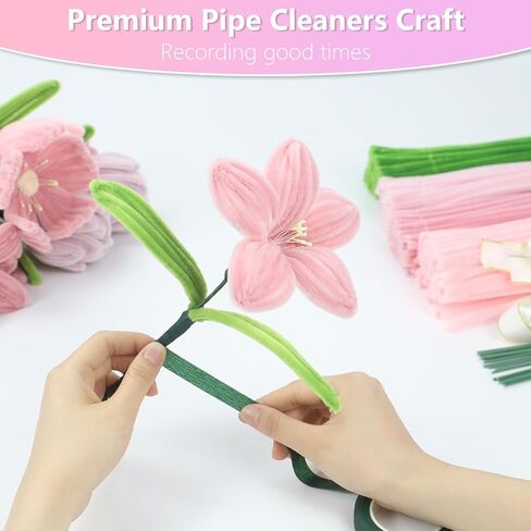 مجموعة أدوات تنظيف الأنابيب المصنوعة يدويًا من HARMNHLT، Limpia Pipas para Flores - باقة جذعية من قماش الشنيل الفخم مناسبة لديكور المنزل، والهدايا المصنوعة يدويًا، وتخفيف التوتر، والتأمل والأنشطة الحرفية العائلية in Kuwait