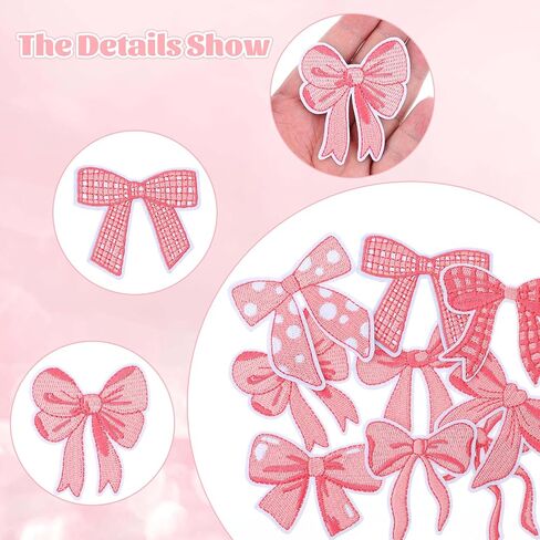 9 Pcs Bow Iron On Patches Pink Bow Patches Embroidered Iron on Bows Nine Styles of Bows Patch for Hats, Clothes, Shoes, Jeans, Shirts, Jackets, Backpacks in Saudi Arabia