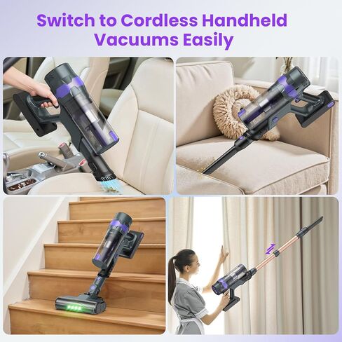 Cordless Vacuum Cleaner, 50Kpa Lightweight Cordless Stick Vacuum, 500W Rechargeable Battery Vacuum with 50min Runtime, LED Display, Stick Vacuum Cleaners for Home Pet Hair Hardfloor Carpet-V2 in Saudi Arabia