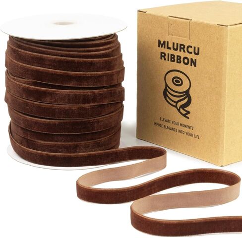 Terracotta Velvet Ribbon 3/8 Inch 50 Yards Vintage Thin Burnt Orange Velvet Ribbon for Christmas, Autumn Weddings, Fall Harvest Festival, Thanksgiving, Gift Wrapping, Bows Making, Sewing Trim, Crafts in Saudi Arabia