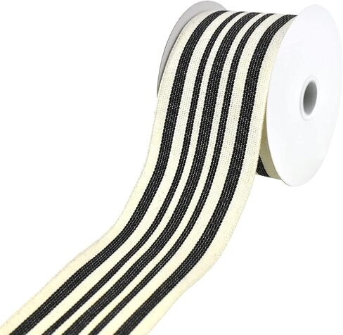 Homeford Woven French Stripes Wired Ribbon, 2-1/2-Inch, 10-Yard - Grey in Saudi Arabia