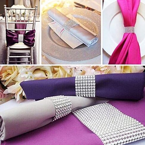 8 Row 10Yard Silver Diamond Rhinestone Mesh Ribbon Bling Bling Wrap Bulk for Wedding Cakes Birthday Decorations Baby Shower Events Party Supplies, Arts (8 Row Silver 1pcs) in Saudi Arabia