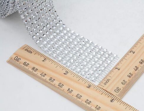 8 Row 10Yard Silver Diamond Rhinestone Mesh Ribbon Bling Bling Wrap Bulk for Wedding Cakes Birthday Decorations Baby Shower Events Party Supplies, Arts (8 Row Silver 1pcs) in Saudi Arabia