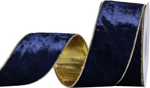 Ribest Black Velvet Wired Ribbon 1 1/2 Inch with Gold Edge for Christmas Tree Gift Wrapping Crafts Wreath Decoration Bow Making 10 Yards in Kuwait