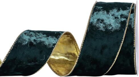 Ribest Black Velvet Wired Ribbon 1 1/2 Inch with Gold Edge for Christmas Tree Gift Wrapping Crafts Wreath Decoration Bow Making 10 Yards in Kuwait