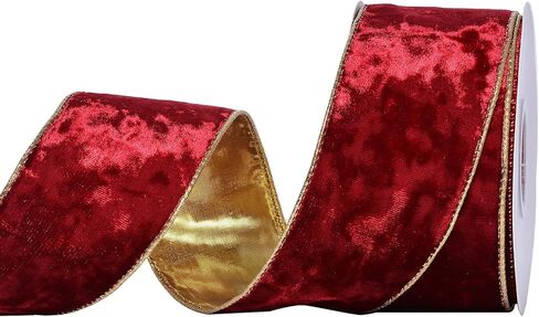 Ribest Black Velvet Wired Ribbon 1 1/2 Inch with Gold Edge for Christmas Tree Gift Wrapping Crafts Wreath Decoration Bow Making 10 Yards in Kuwait
