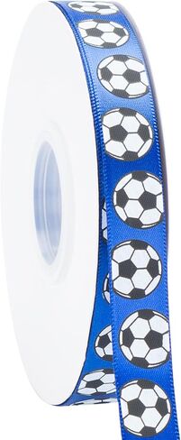 Soccer Ribbon,5/8-Inch x 25-Yard,White/Black,Use for Team Hair Bows,Wreath,Sport Lanyards,Gift Wrapping,Party Decoration,All Crafting and Sewing (White, 25-Yard) in Saudi Arabia