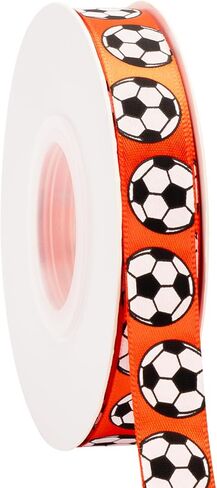 Soccer Ribbon,5/8-Inch x 25-Yard,White/Black,Use for Team Hair Bows,Wreath,Sport Lanyards,Gift Wrapping,Party Decoration,All Crafting and Sewing (White, 25-Yard) in Saudi Arabia