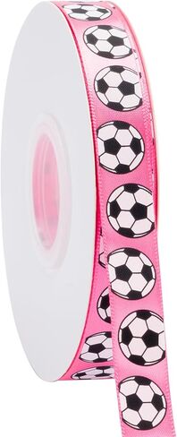 Soccer Ribbon,5/8-Inch x 25-Yard,White/Black,Use for Team Hair Bows,Wreath,Sport Lanyards,Gift Wrapping,Party Decoration,All Crafting and Sewing (White, 25-Yard) in Saudi Arabia