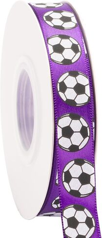Soccer Ribbon,5/8-Inch x 25-Yard,White/Black,Use for Team Hair Bows,Wreath,Sport Lanyards,Gift Wrapping,Party Decoration,All Crafting and Sewing (White, 25-Yard) in Saudi Arabia