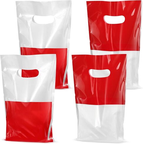 Gersoniel 50 Pcs Cartoon Animation party favors, 100 Pcs 9.8 x 6.5 Inches Red and White Party Gift Bags Birthday Goodie Candy Bags for Cartoon Theme Decoration Supplies in Saudi Arabia