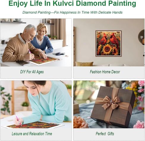 مجموعات الطلاء الماسي الكاردينال من Kulvci للبالغين، مجموعات فنية ماسية مثقاب كامل دائري، حرف الماس 5D DIY لهدايا تزيين الحائط المنزلي، 12 × 12 بوصة in Kuwait
