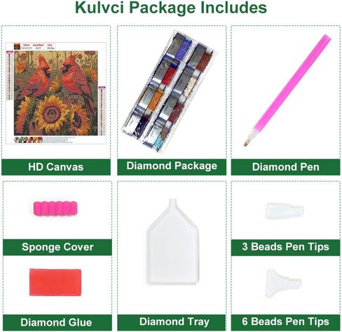 مجموعات الطلاء الماسي الكاردينال من Kulvci للبالغين، مجموعات فنية ماسية مثقاب كامل دائري، حرف الماس 5D DIY لهدايا تزيين الحائط المنزلي، 12 × 12 بوصة in Kuwait