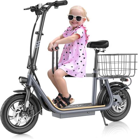 سكوتر كهربائي Caroma Peak 800W/1200W مع إطار مقعد 12 بوصة، نطاق 30 ميلاً 20 ميل في الساعة القصوى، سكوتر كهربائي قابل للطي للبالغين 300 رطل أقصى حمولة in Kuwait