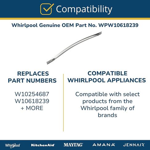 Whirlpool WPW10618239 Genuine OEM Range Oven Door Handle Replacement Part - Replaces W10254687, and W10618239 in Saudi Arabia