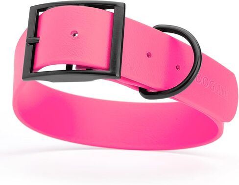 Dogline Biothane Waterproof Dog Collar Strong Coated Nylon Webbing with Black Hardware Odor- Proof for Easy Care Easy to Clean High Performance Fits Small Medium or Large Dogs, Passionfruit Pink in Saudi Arabia