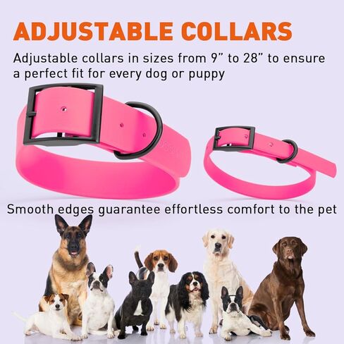 Dogline Biothane Waterproof Dog Collar Strong Coated Nylon Webbing with Black Hardware Odor- Proof for Easy Care Easy to Clean High Performance Fits Small Medium or Large Dogs, Passionfruit Pink in Saudi Arabia