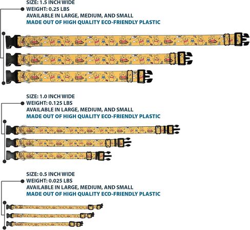 طوق ديزني للحيوانات الأليفة، مشبك بلاستيكي لطوق الكلب، ويني ذا بوه السعيد، أصفر ذهبي، من 15 إلى 24 بوصة بعرض 1.0 بوصة in Kuwait