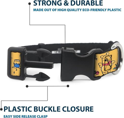 طوق ديزني للحيوانات الأليفة، مشبك بلاستيكي لطوق الكلب، ويني ذا بوه السعيد، أصفر ذهبي، من 15 إلى 24 بوصة بعرض 1.0 بوصة in Kuwait