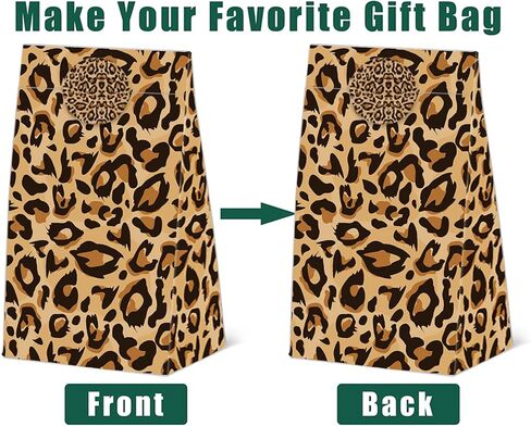 24 Pcs Animal Print Goodie Bags Wildlife Print Gift Bags with Stickers -Wild Life Animal Themed Birthday Party Favor Bags, Leopard Tiger Zebra Giraffe Pattern for Animal Themed for Party Decoration Supplies in Saudi Arabia