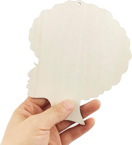 15 Pack 6 Inch Wood Afro Diva Woman Head Cutouts Unfinished Wooden Afro Diva Woman Head Hanging Ornaments DIY African Woman Head Craft Gift Tags for Home Party Decoration in Saudi Arabia