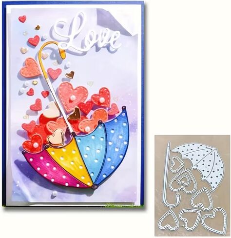 Heart Shape Metal Die Cuts,Falling Hearts Umbrella Frame Festival Cutting Dies Cut Stencils for DIY Photo Decorative Embossing Paper Dies for Scrapbooking Card Making in Saudi Arabia
