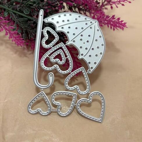 Heart Shape Metal Die Cuts,Falling Hearts Umbrella Frame Festival Cutting Dies Cut Stencils for DIY Photo Decorative Embossing Paper Dies for Scrapbooking Card Making in Saudi Arabia
