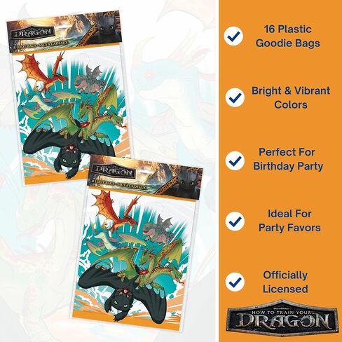 Unique How to Train Your Dragon Goodie Bags - 16 Count - Party Favor Bags - Birthday Party Supplies & Decorations - Officially Licensed - includes Checklist in Saudi Arabia