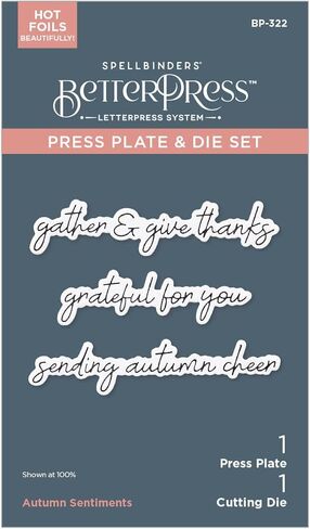 Spellbinders BP-322 Autumn Sentiments BetterPress Plate & Die Set from The Autumn Archives Collection by Kelly Bangs in Saudi Arabia