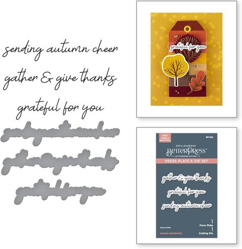 Spellbinders BP-322 Autumn Sentiments BetterPress Plate & Die Set from The Autumn Archives Collection by Kelly Bangs in Saudi Arabia