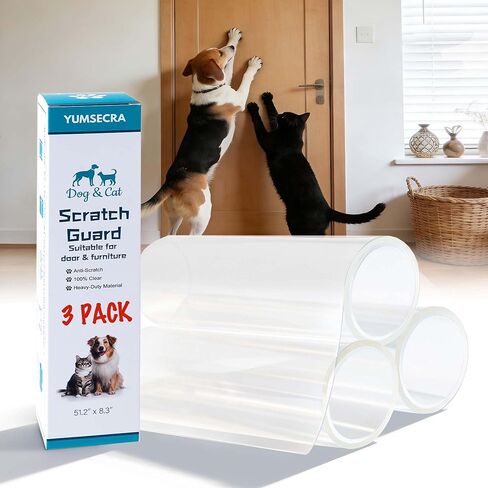 Door Protector from Dog Scratching, 51.2" x 8.2" Cat Scratch Door Frame,Adhesive Protector for Dogs, Anti Dog Scratch Door Guard Clear【3 Pack 】 in Saudi Arabia
