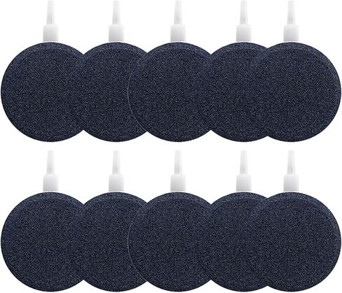 أحجار هواء لحوض السمك 1.5 بوصة، 10 عبوات من حجر فقاعات خزان الأسماك، موزع فقاعات مهوية، ملحقات مضخة هواء نانو، على شكل قرص in Kuwait