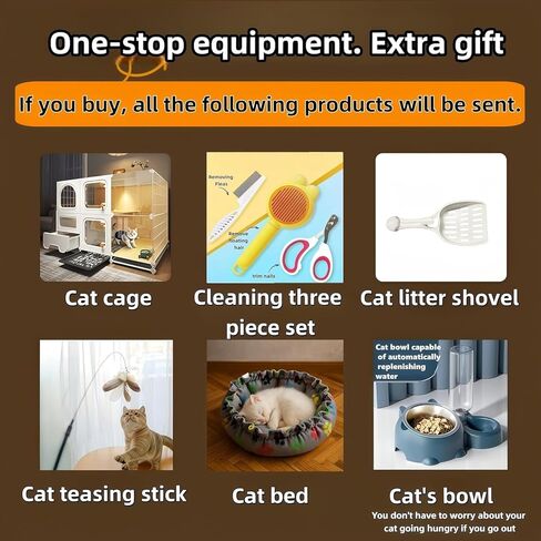 Indoor cat cage with Litter Box, Complimentary Cat Bed, Bow,lcat House with Wheels Outdoor,Large cat Villa Playpen, Small Animal Dog Kennel cat enclosures (42″(L) x18.2″(W) x46.2″(H)) in Saudi Arabia