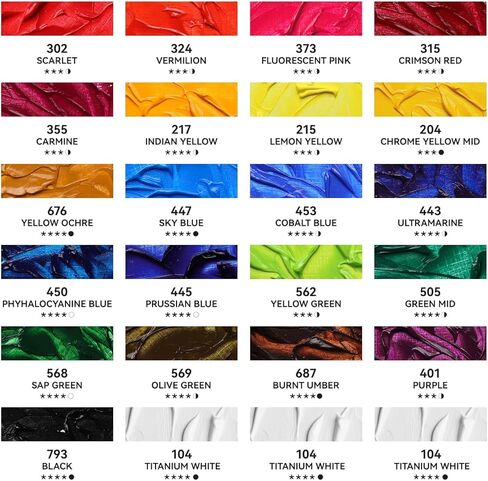 LIGHTWISH Oil Paint Set, Professional Fast-Drying Art Supplies,40ml x 21 Vibrant Colors + 3 Titanium White Tubes, Non-Toxic Great Lastfastness for Artists and Beginners in Saudi Arabia