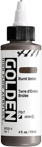 GOLDEN High Flow Acrylics, Burnt Umber, 4 fl. oz. Bottle, Professional Acrylic Paint, Semi-Opaque in Saudi Arabia