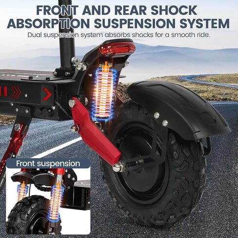T/TAN 5600W Dual Motor Electric Scooter for Adults - UP to 50MPH, 45 Miles Range，Featuring 48V 26Ah Battery，500LBS Capacity - 11-Inch Off-Road Tires，Electric Scooter with seat，Removable Seat in Saudi Arabia