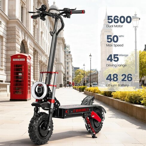 T/TAN 5600W Dual Motor Electric Scooter for Adults - UP to 50MPH, 45 Miles Range，Featuring 48V 26Ah Battery，500LBS Capacity - 11-Inch Off-Road Tires，Electric Scooter with seat，Removable Seat in Saudi Arabia