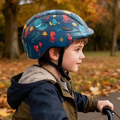خوذة دراجة للأطفال من Favoto Kids - خوذة دراجة للأطفال خفيفة الوزن وقابلة للتعديل ومعتمدة من CPSC للأولاد من سن 5 سنوات فما فوق مقاس S (18.9-20.5 بوصة) تصميم الوحش الأزرق لركوب الدراجات البخارية والخارجية in Kuwait