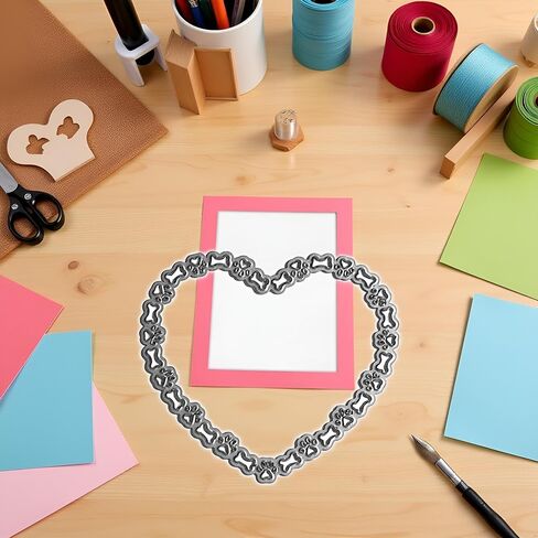 Heart Dog Paw Bone Die Cut for Card Making, Heart Metal Cutting Dies Congratulations Die Cuts Happy Birthday Embossing Stencils Template for DIY Scrap-Booking Decor Wedding Birthday Blessing Card in Saudi Arabia