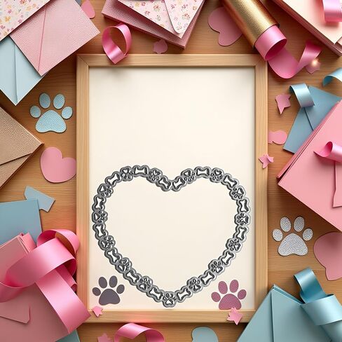 Heart Dog Paw Bone Die Cut for Card Making, Heart Metal Cutting Dies Congratulations Die Cuts Happy Birthday Embossing Stencils Template for DIY Scrap-Booking Decor Wedding Birthday Blessing Card in Saudi Arabia