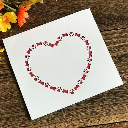 Heart Dog Paw Bone Die Cut for Card Making, Heart Metal Cutting Dies Congratulations Die Cuts Happy Birthday Embossing Stencils Template for DIY Scrap-Booking Decor Wedding Birthday Blessing Card in Saudi Arabia