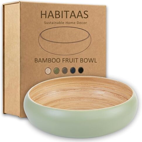 Fruit Bowl for Kitchen Counter – Handmade Spun Bamboo, Large 11.75" Fruit Basket, Eco-Friendly Decorative Serving Bowl for Home Decor, Produce Storage & Centerpiece (Gray) in Saudi Arabia