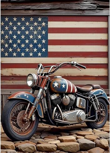 CEOVR Motorcycle Diamond Art Kits for Adults, American Flag Diamond Painting Dots Crystal 5D Full Drill DIY Independence Day Gem Art, Adult Beginner Crafts Kits, Wall Decor for Home Office 12x16in in Saudi Arabia