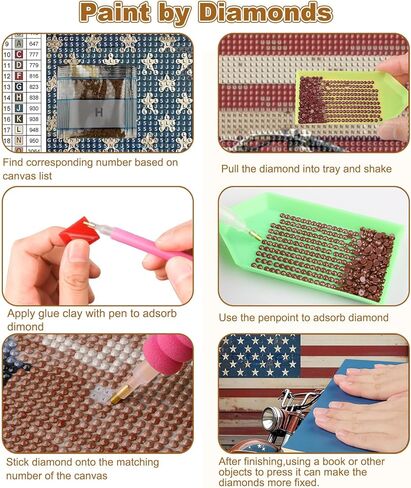 CEOVR Motorcycle Diamond Art Kits for Adults, American Flag Diamond Painting Dots Crystal 5D Full Drill DIY Independence Day Gem Art, Adult Beginner Crafts Kits, Wall Decor for Home Office 12x16in in Saudi Arabia
