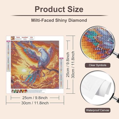 Anuver Bird Diamond Art Kits للبالغين، مجموعة طلاء ألماس مستديرة للمبتدئين، 5D DIY حفر كامل الماس جوهرة الحرفية اللوحة ديكور المنزل الجدار، 12 × 12 بوصة in Kuwait