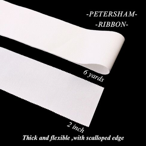 White Petersham Ribbon 2 Inch 6 Yards Vintage Ribbon for Millinery Hat Craft in Saudi Arabia