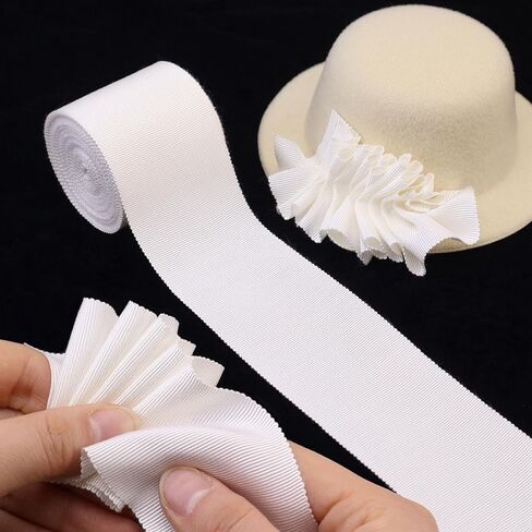 White Petersham Ribbon 2 Inch 6 Yards Vintage Ribbon for Millinery Hat Craft in Saudi Arabia