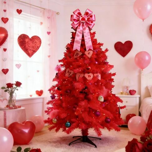 1Pc Valentine's Day Ribbon, Large Red Pink Valentines Wreath Bow Decor for Valentine's Day Wedding Holiday Party Wall Home Front Door Decorative in Saudi Arabia